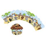 Deko-Banderolen für Muffins "Willkommen im Zoo" 12er Pack