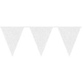 Einfarbige Wimpel-Girlande "Glitzer" 6 m-weiß