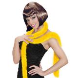 Einfarbiger Plüsch-Schal mit Federn 2 m-gelb