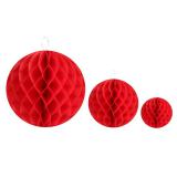 Einfarbiger Wabenpapier-Ball 2er Pack-rot-20 cm