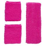 Einfarbiges Neon Schweißband-Set 3-tlg.-pink