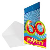 Einladungskarten 60. Geburtstag "Partyspaß" 8er Pack