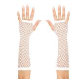Fingerlose lange Handschuhe "Netzoptik"-weiß