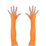 Fingerlose Satin-Handschuhe-neonorange