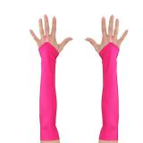 Fingerlose Satin-Handschuhe-neonpink