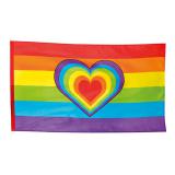 Flagge "Regenbogen mit Herz" 150 x 90 cm 