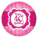 Folien-Ballon Happy Birthday "Pretty Pink 40" 45 cm