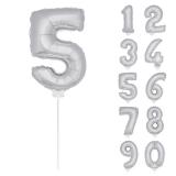 Folien-Ballon "Silberne Zahl" inkl. Stab 36 cm