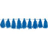 Girlande mit Puscheln 3 m-blau