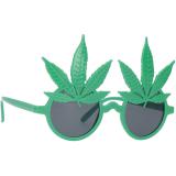 Grüne Glitzer-Partybrille Cannabis-Blätter