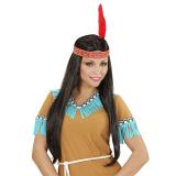 Indianer-Perücke mit Stirnband und Feder