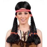 Indianer-Perücke mit Stirnband und Zöpfen