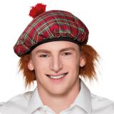 Karierte Schotten-Mütze mit Haaren