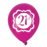 Luftballons "Pretty Pink" 21. Geburtstag 6er Pack