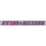 Metallic Flatter-Banner "Sweet 16 Party" 3 m