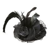 Mini-Hut "Elegantes Schwarz" mit Federn und Spitze