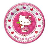 Kleine Pappteller "Hello Kitty im Herzchenparadies" 8er Pack