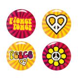 Party-Buttons "Bunte Hippie-Power" 4-tlg.