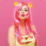 Fantasy-Perücke "Pinke Kitty" mit Ohren