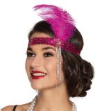 Pinkes Stirnband mit Feder "20er Jahre" 