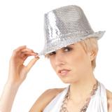 Popstar-Hut mit Pailletten-silber