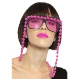 Rosa Party-Brille mit Halskette 14 cm