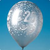 Silberne Luftballons "25" 5er Pack