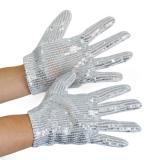 Silberne Pailletten Handschuhe