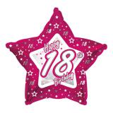 Sternförmiger Folien-Ballon Happy Birthday "Pretty Pink 18" 45 cm