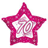 Sternförmiger Folien-Ballon Happy Birthday "Pretty Pink 70" 45 cm