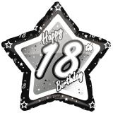 Sternförmiger Folien-Ballon "Happy Birthday Stars 18" 45 cm