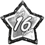 Sternförmiger Folien-Ballon "Happy Birthday Stars 16" 45 cm