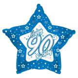Sternförmiger Folien-Ballon Happy Birthday "Pretty Blue 90" 45 cm