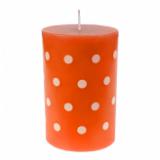 Stumpenkerze "Polka Dots" 11 cm-orange