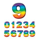 Wanddeko-Zahlen in Regenbogenfarben 3D 27 cm