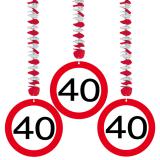Wirbel-Deckenhänger Verkehrsschild 40. Geburtstag 3er Pack