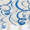 Einfarbige Wirbel-Deckenhänger 55 cm 12er Pack-blau