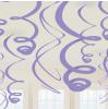 Einfarbige Wirbel-Deckenhänger 55 cm 12er Pack-lila